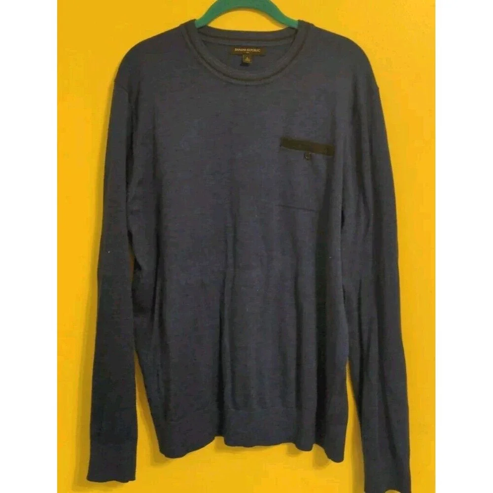 Banana Republic Sweater Men's Blue Long Sleeve Pocket Casual Knit Size Large L